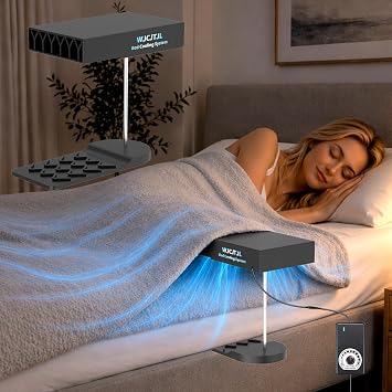 Bed Fan Under Sheets, Bed Cooling System with Adjustable Fan Speed Black