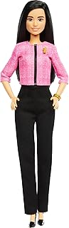 Barbie Careers Doll & Accessories, Future Leader with Black Hair Wearing Outfit with 2 Golden Bracelets & “B” Pin, Includes Sticker for Kids