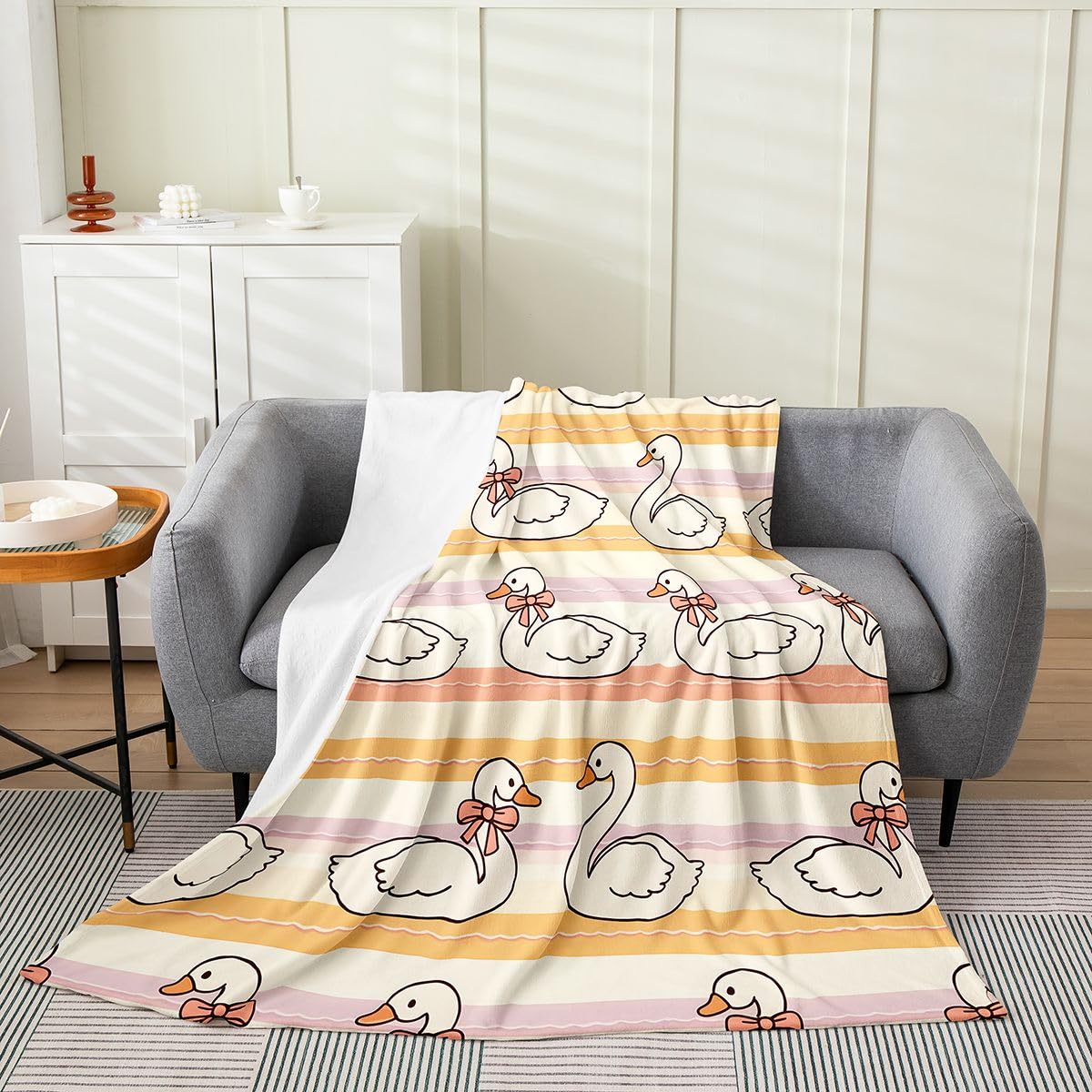 Loussiesd Vintage Swan koc polarowy typu queen, 228 x 228 cm