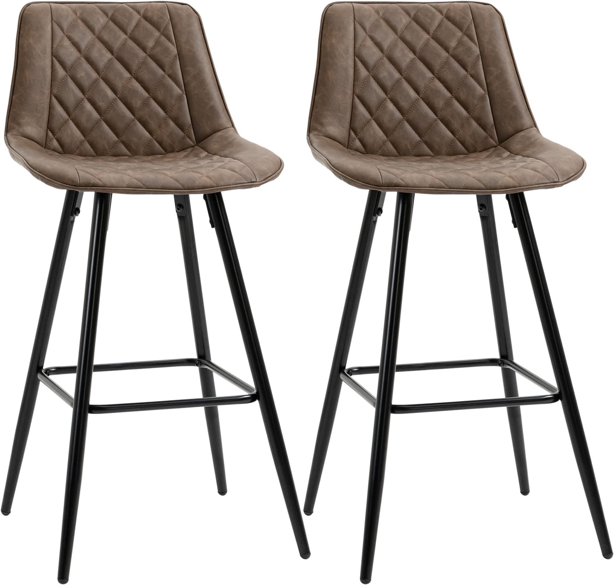 Bar Stools Set of 2, PU Leather Counter Height Bar Chairs, 27.75