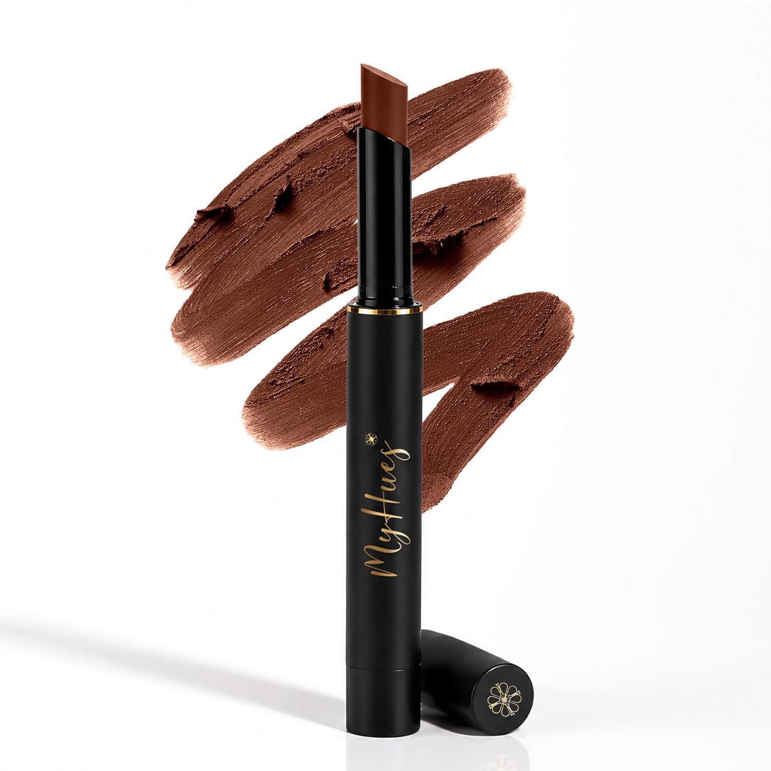 MyHues Colour Smudgestix for Lips & Cheeks | 2-in-1 Soft Matte Multi-Use Stick with Kakadu Oil & Jojoba Oil | Creamy Bullet Lipstick & Blush | 2g (Cool Medium Brown) - Mishti-image-28
