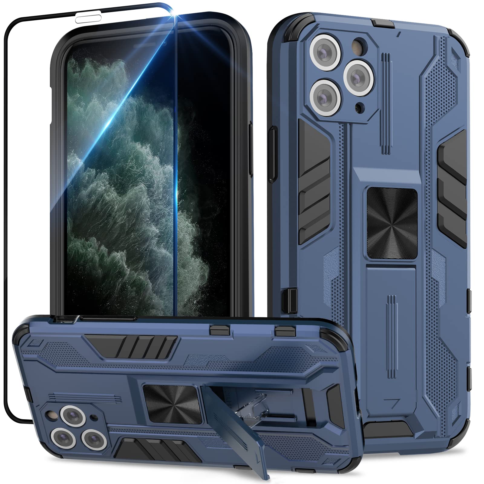Funda para Samsung Galaxy A13 4G con Cristal Templado Protector Pantalla, Carcasa Antigolpes con Soporte anular metálico, Case Protectora de Grado Militar, Negro — view 68