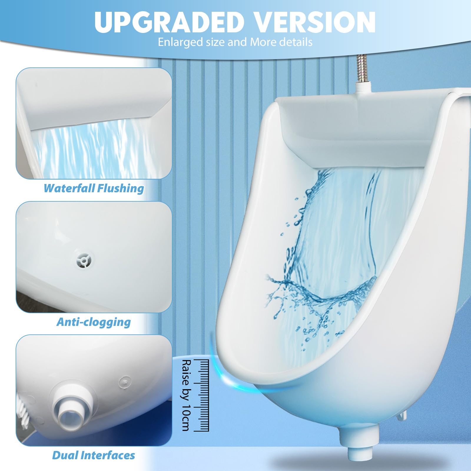XJKLBYQ Wasserloses Urinal Für Männer – Wandmontierbar, Mit Spritzschutz & Anti-Clog-Filter