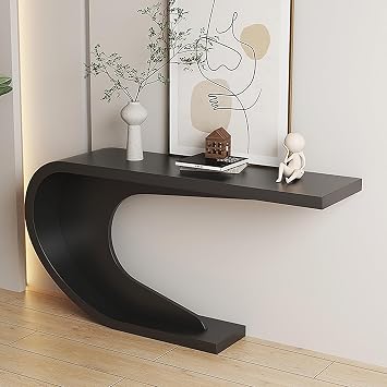 Modern Console Table for Entryway, Industrial Entryway Accent Table, Narrow Behind The Couch Table, Side Table for Hallway, Living Room, Foyer, CorridorBlack