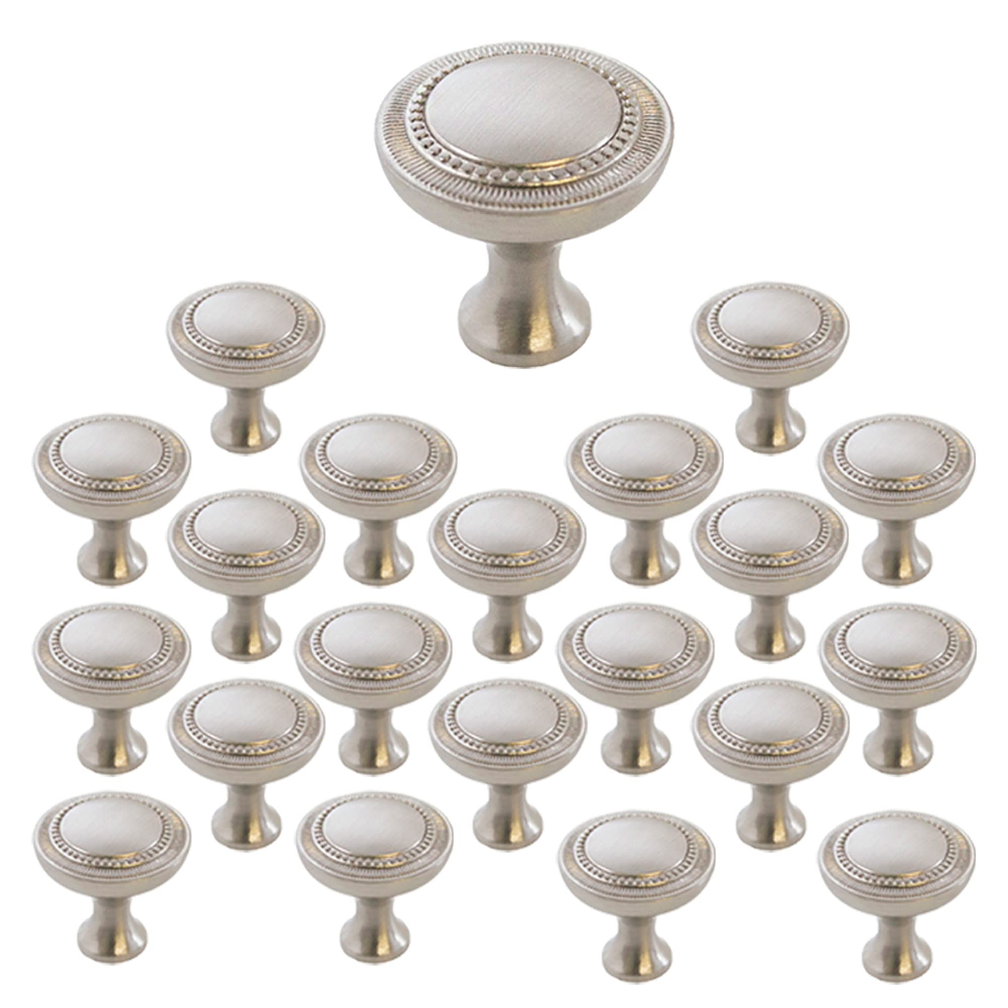 Boutons de placard nickel brossé Design House Regal 190066 lot de 20 pièces pour meuble de cuisine