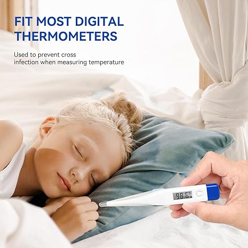 Miniatura 2 de Berrcom Juego de 100 cubiertas de sonda de termómetros digitales desechables para termómetros rectales orales, fundas universales para termómetros