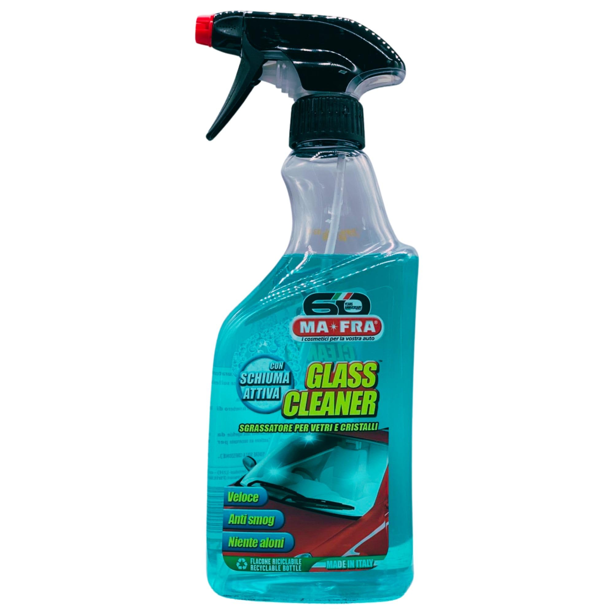 Detergente Spray GLASS CLEANER, Sgrassatore Per Vetri e Cristalli. Ideale Per La Pulizia Dei Vetri Auto, Migliora La Visibilità Alla Guida, Elimina Ditate e Tracce Di Smog 500ml (6 Spray)