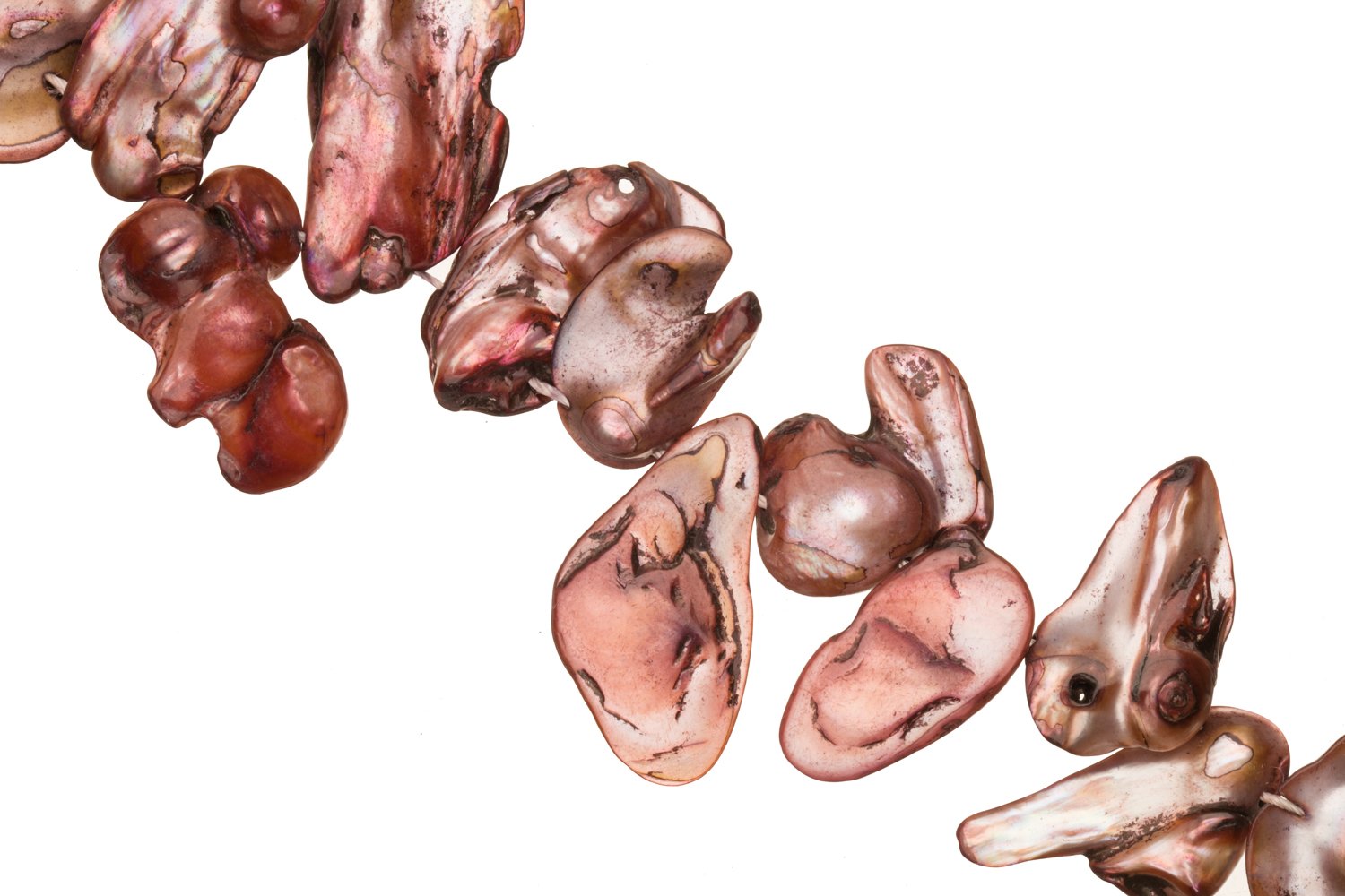 Dark Spectrum Purple Freshwater Cultured Pearls Natural Baroque, C+ Graded, 29x6x17mm (Approx.), 15.5Inch Strings/35Pearls