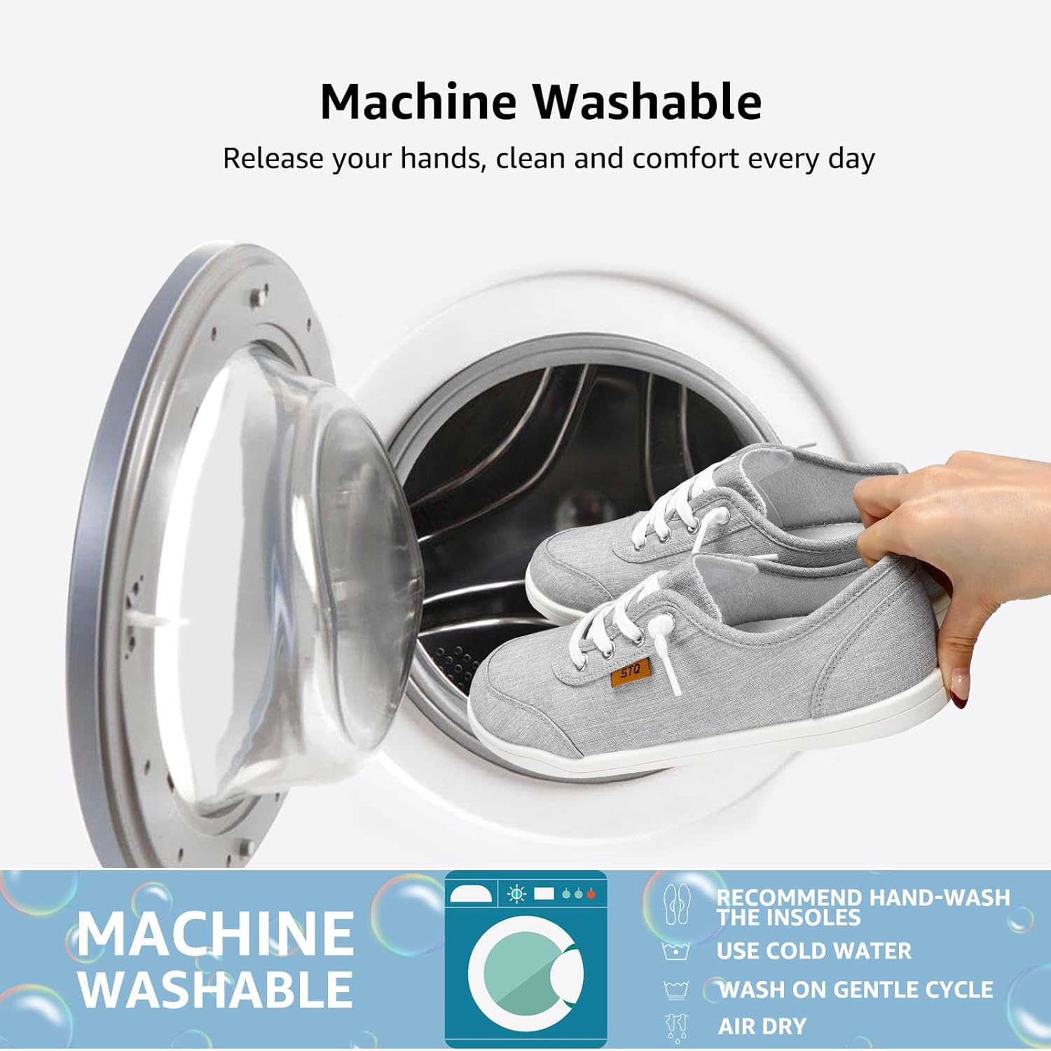 STQ Women Slip On Shoeswith Orthopedic Insole Low Top Classic Fashion Canvas Sneakers | Plantar Fasciitis Shoes - Image 4