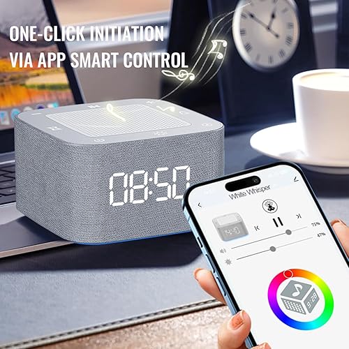 Miniatura 4 de Máquina de sonido blanco con 32 sonidos relajantes naturales sin bucle, función de memoria, máquina de sonido de ruido marrón, luz nocturna de 10