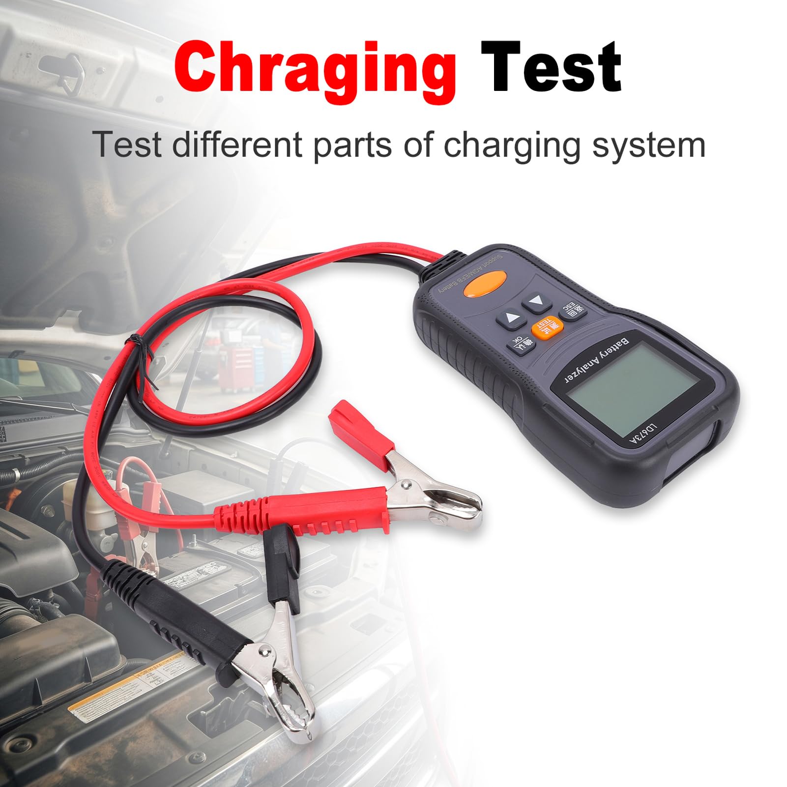 Fafeicy Analyseur de Batterie de Voiture 12 V 24 V, Testeur D'alternateur et de Démarreur avec Test de Charge, 100-2000 CCA pour Garage et Usage Domestique