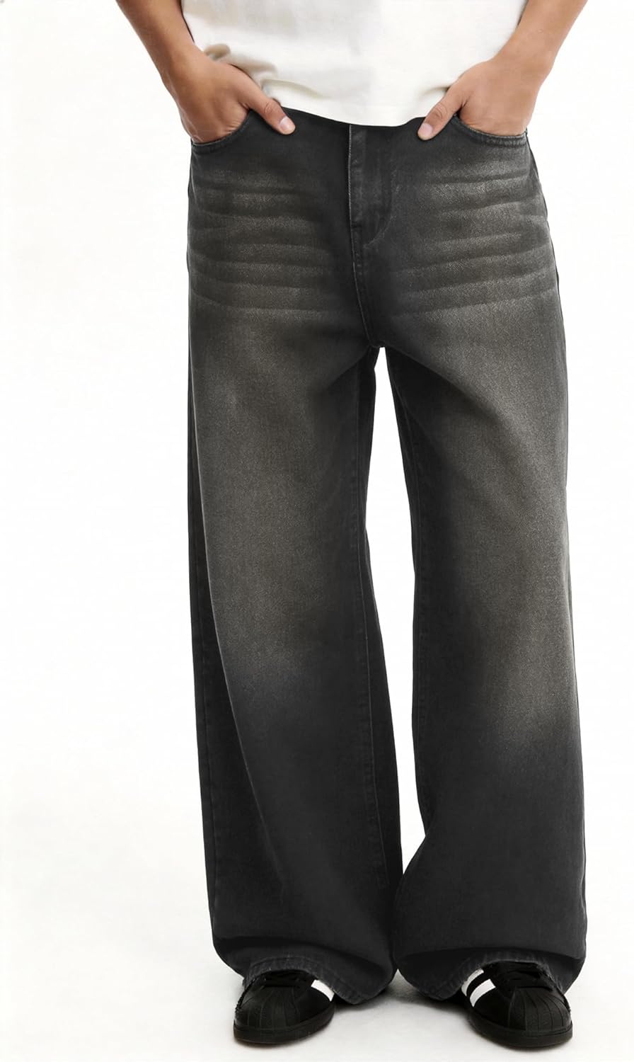 Comdecevis Men's Baggy Jeans Wide Leg Streetwear Loose Fit Denim Pants