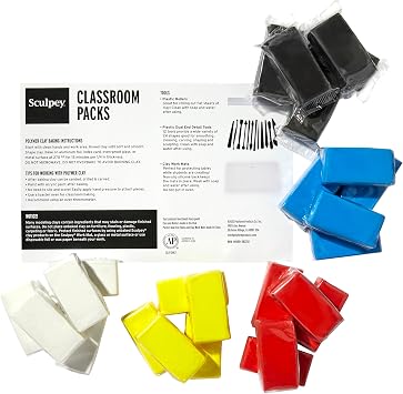 Sculpey Classroom Packs - Bake Shop - 25pc, 1oz Oven-Bake Clay Bars, 5 Color Variety, Mold & Create Figurines & Craft Projects, DIY Supplies, Kids 8+