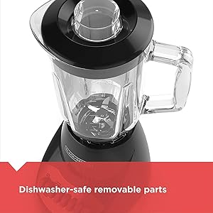 BLACK+DECKER Countertop Blender with 6-Cup Glass Jar, 10-Speed Settings, Black, BL2010BG