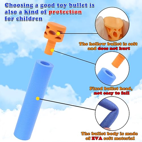 Miniatura 3 de EKIND 100 piezas de 2,83 pulgadas diseño hueco TPR dardos de cabeza suave rellenos de espuma tipo bala para armas Nerf N-strike Elite, Azul claro