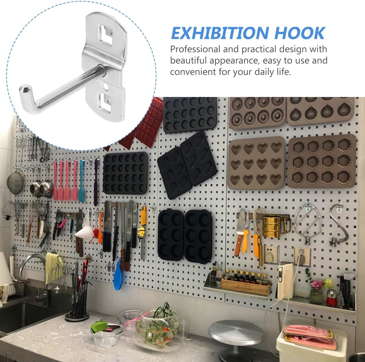 UKCOCO 12 Pcs Tool Hook Wrench Hooks Square Hole Hooks Flat Bottom Wok Display Pegboard Hook Shelf for Cabinet Peg Board Hooks for Hanging Wall Grid Accessories Storage Hook Shelves Iron