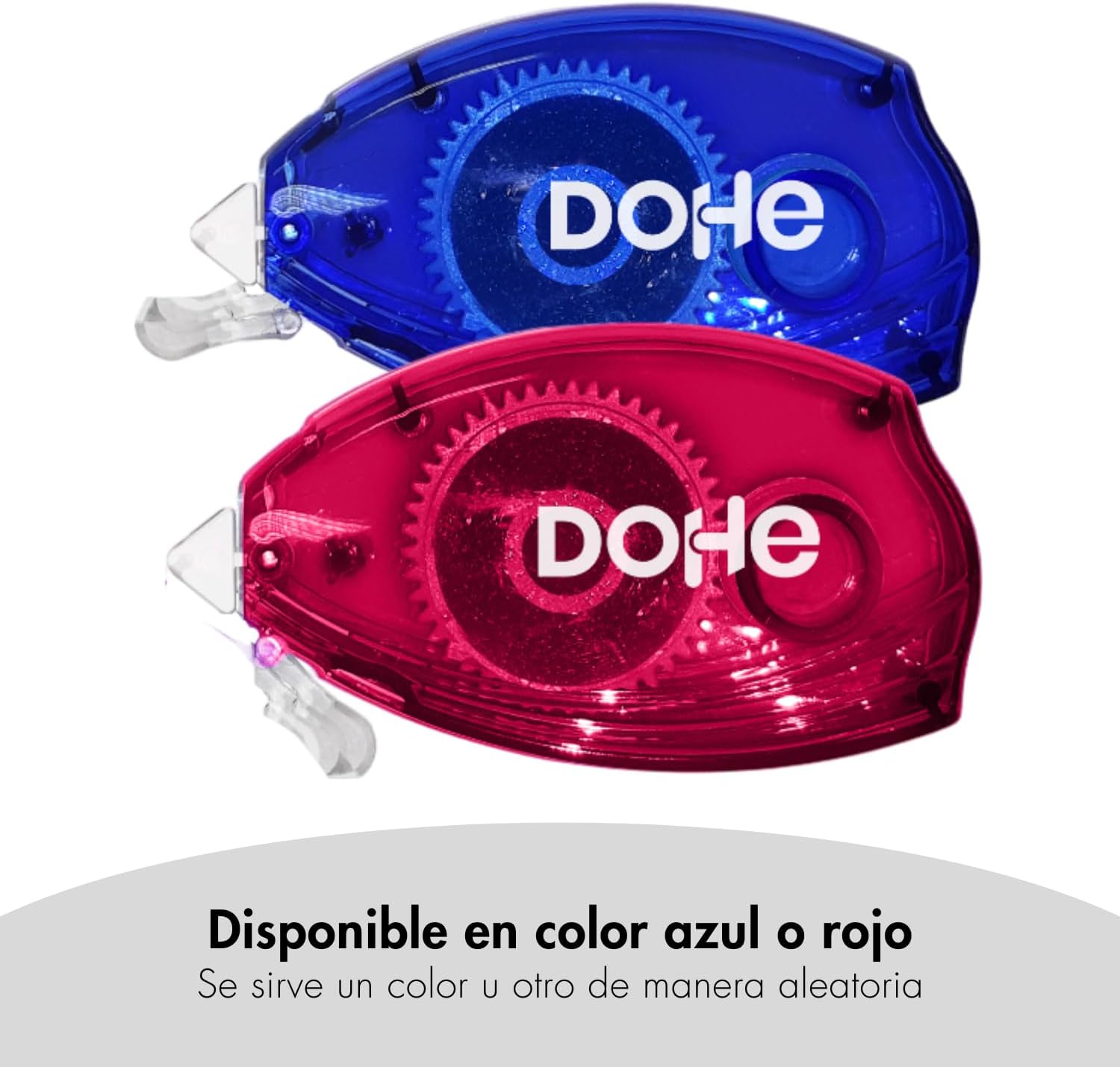 Dohe - Double Sided Adhesive Roller, Transparent and Invisible Tape, Size 8mm x 10m, Clean and Precise Application, Random Color (Blue or Red)