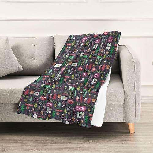 Miniatura 5 de Colorful Cute Christmas Elements Soft Flannel Fleece Blanket, Ultra-Soft Spring Flannel Fleece Blanket Adults Kids Office Throws 60x90 Inches