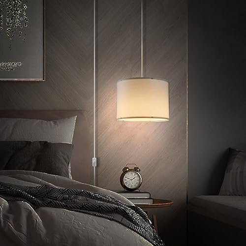 Miniatura 3 de Lámpara colgante enchufable, lámpara colgante de 15 pies con cable de enchufe, interruptor de encendido/apagado, iluminación colgante con pantalla