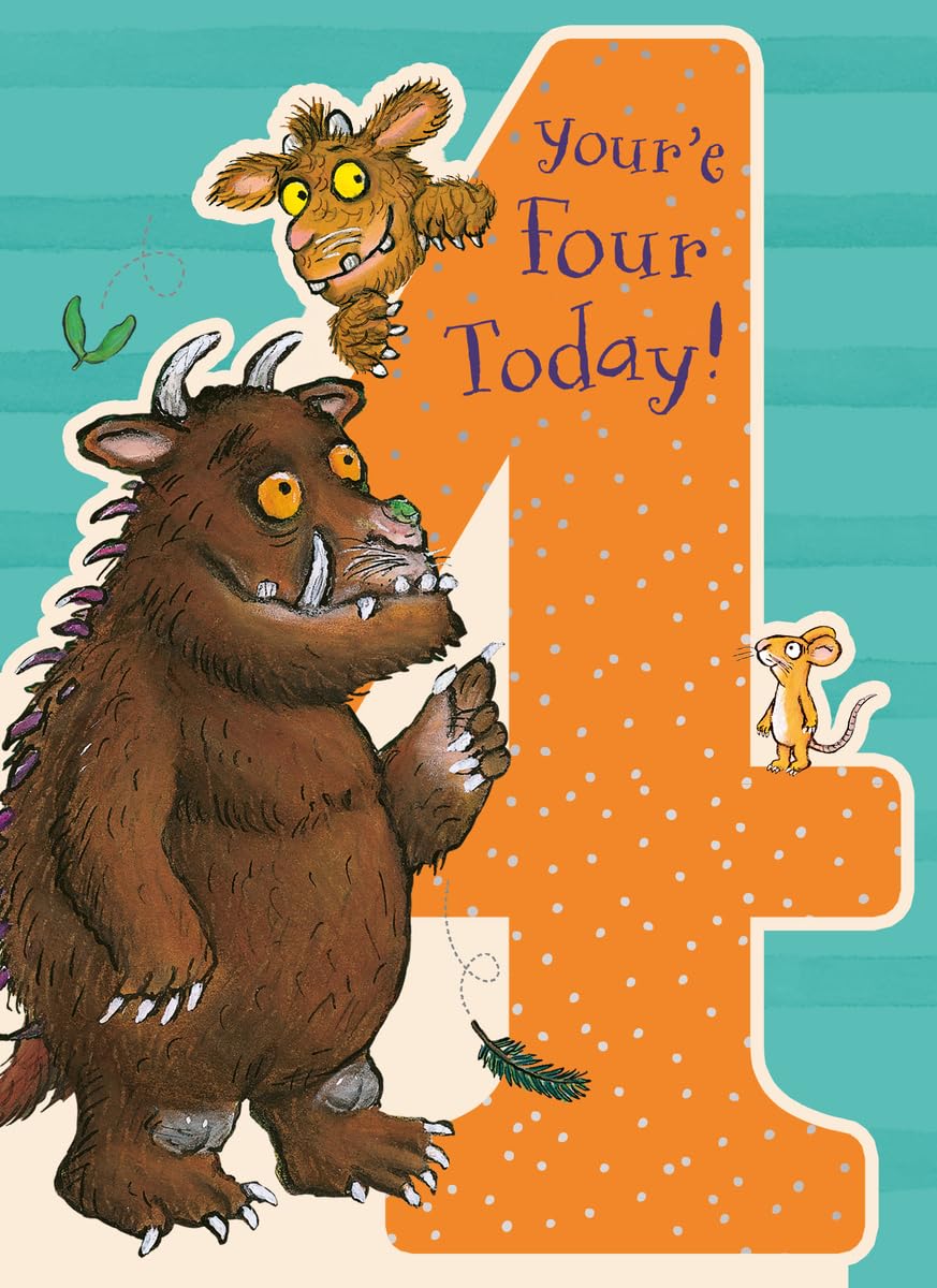 The Gruffalo 4th Birthday Card, Age 4 Birthday Greeting Card for Gruffalo Lovers