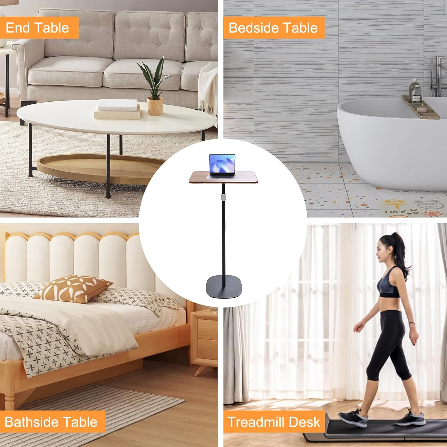 Laptop Stand Desk Portable Laptop Floor Stand Adjustable Height 18.5-47" Projector Floor Stand Bedside Sofa End Table for Home Office Meeting Room