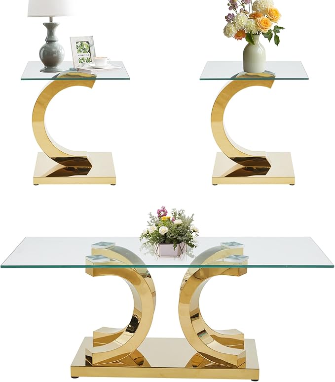 SSLine Modern 3 Piece Living Room Table Set, Includes 1