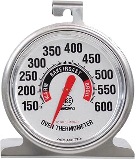 AcuRite 00620A2 Stainless Steel Oven Thermometer - Accurate 150°F-600°F for Perfect Baking & Roasting