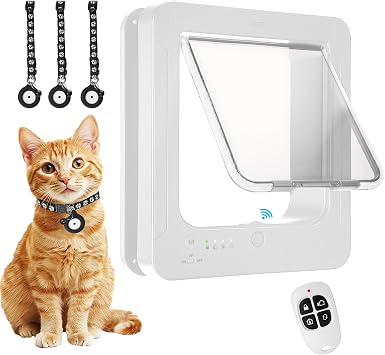 Smart Cat Door with Collar Sensor, Automatic Pet Door with RFID Sensor