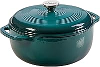 Vista 11 de Lodge Horno Holandés de Hierro Fundido Esmaltado de 6 Cuartos con Tapa – Asas Dobles – Apto para Horno hasta 500°F o en Estufa – Úselo para Marinar
