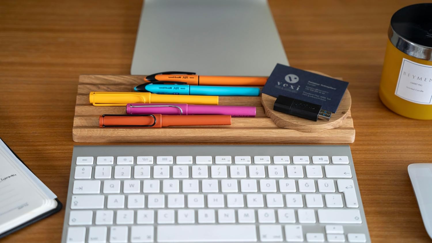 Think Out Horizo - Pen Holder - Wooden Desk Organizer, Pencil Holder, Fountain Pen Tray, Pencil Organizer Pen Organizer for Desk (Oak)