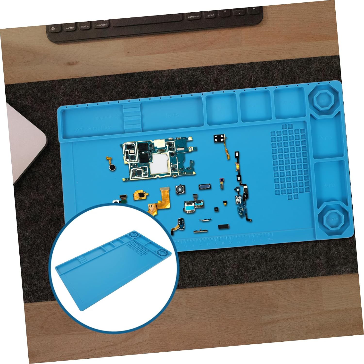 Hemobllo Silicone Soldering Mat for Electronics Repair Anti-Static Work Surface for Mobile Devices Heat Resistant Pad for Laptops Smartphones Cameras and More