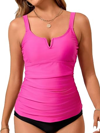 Tankini Tops for Women Swimwear Top Only Tummy Control Bathing Suit Top No Bottom Available in Plus