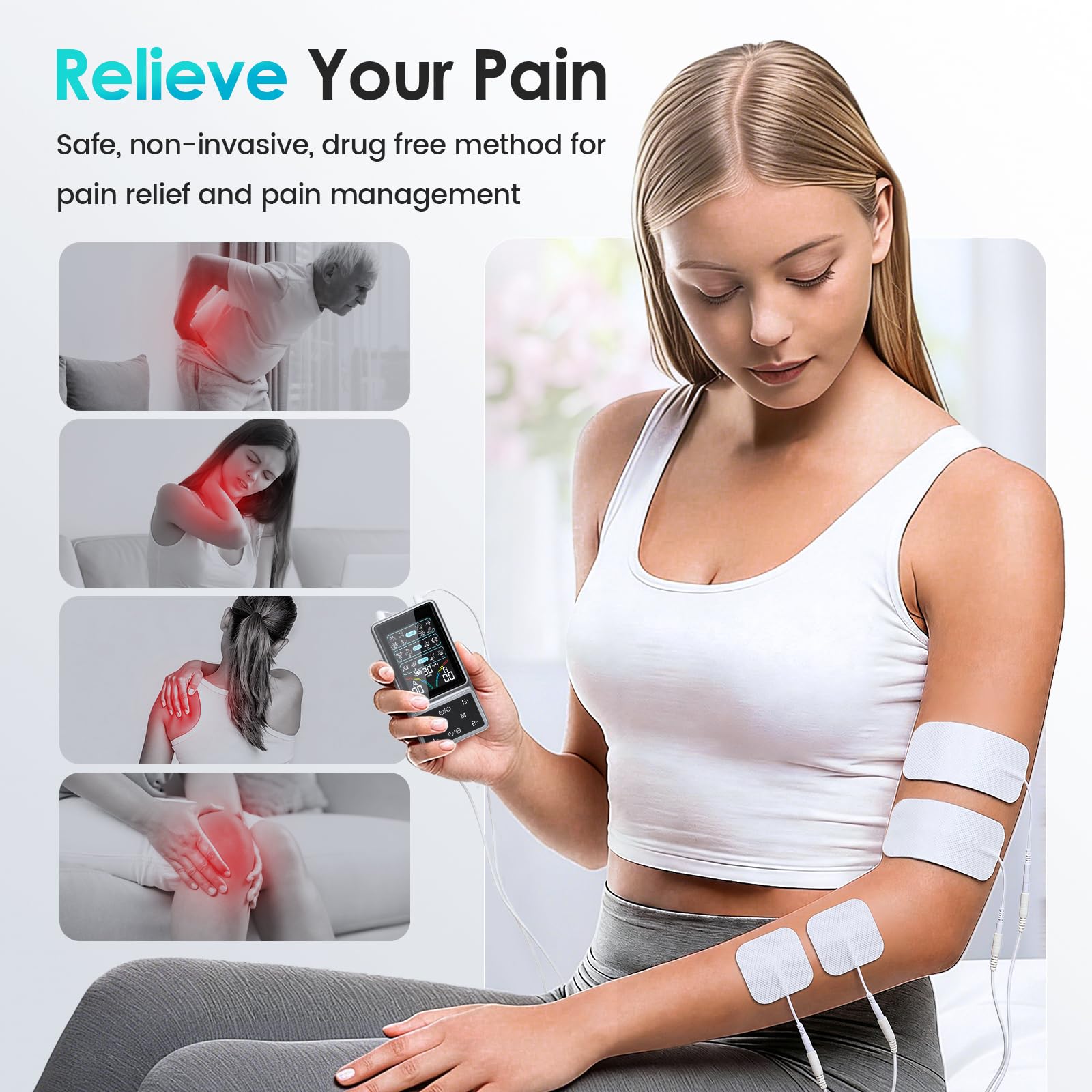 FDA Cleared TENS Unit Muscle Stimulator, HD Color Screen & 24 Modes — Amazon image 2