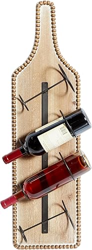 Deco 79 Botellero de madera con forma de botella de 4 botellas con marco de cuentas, 9 x 5 x 32 pulgadas, marrón