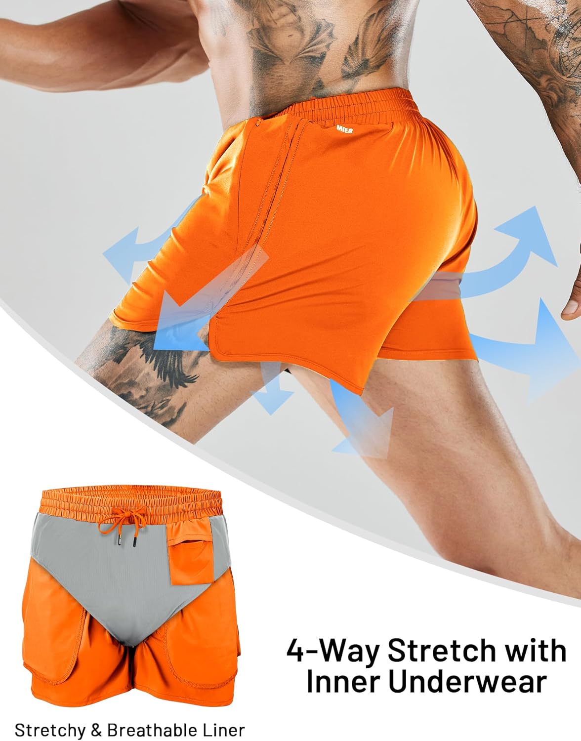 MIER Men's 3 Inches Quick Dry Running Shorts Liner Lightweight Water Resistant Athletic Workout Lined Shorts - Image 2