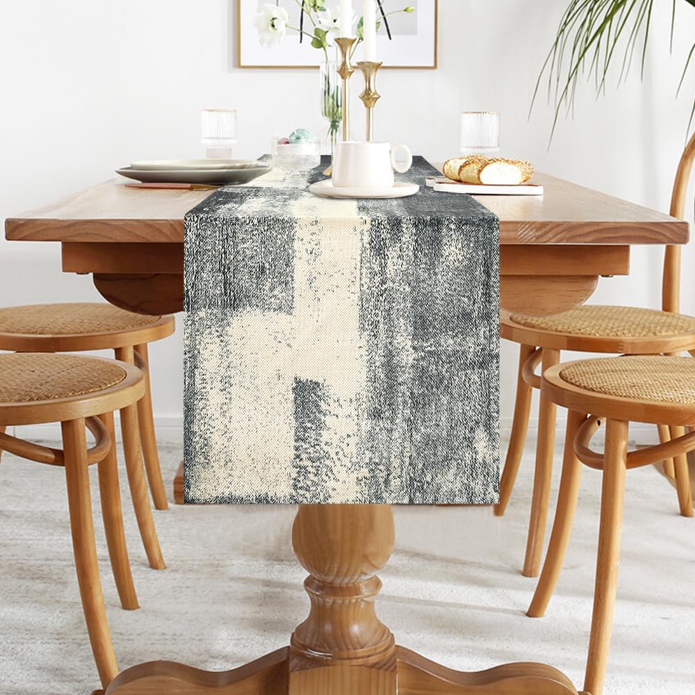 Outdoor Table Runner Black Linen Boho Table Runner Modern Seasonal Decorative Tablecloth for Coffee Table Holiday Parties - Image 4