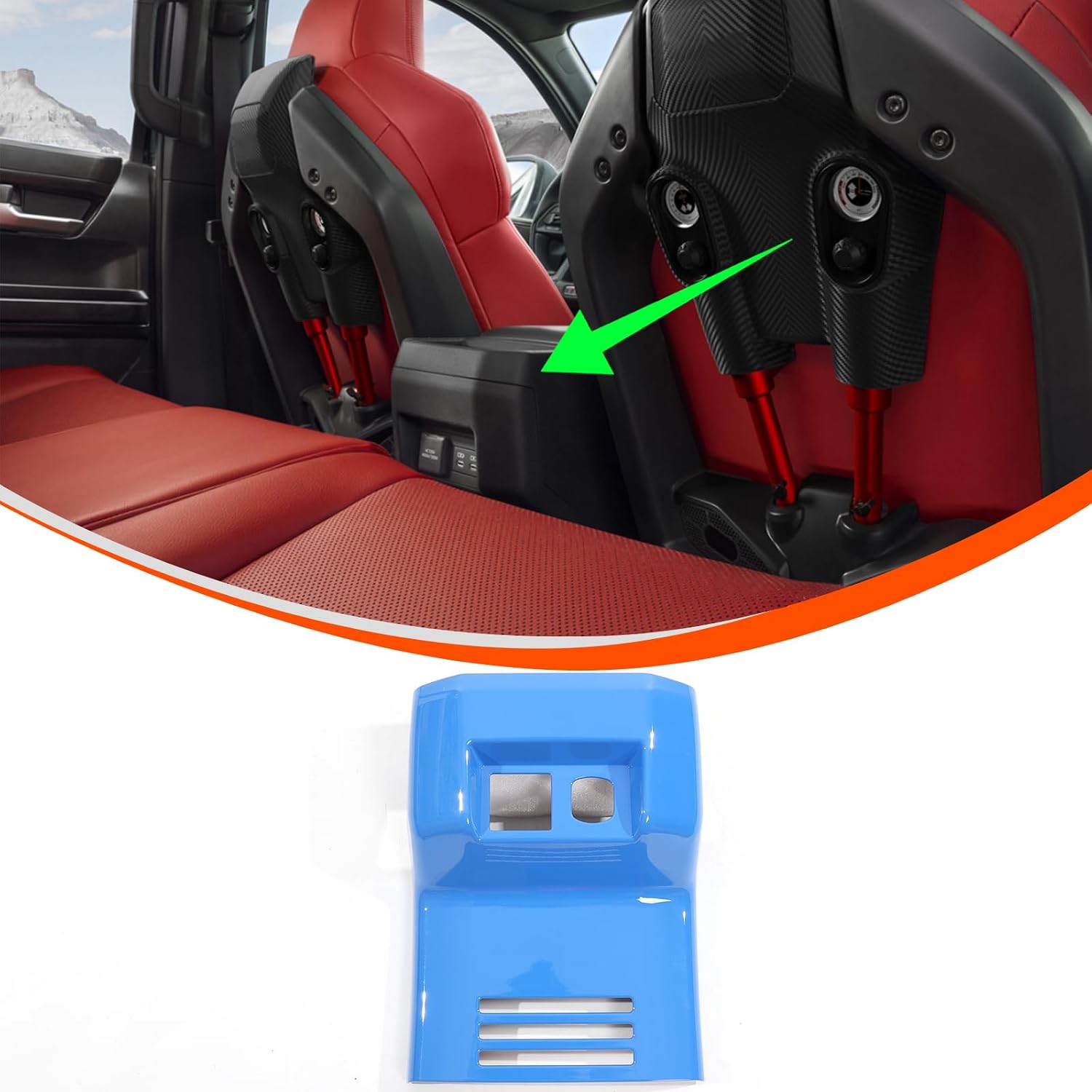 Daeiclru Rear Air Vent Cover Compatible with Toyota Tacoma 2024 2025, Rear Console AC USB Vent Outlet Frame Cover Car Air Conditioning Vent Anti Kick Protector Accessories (Blue)