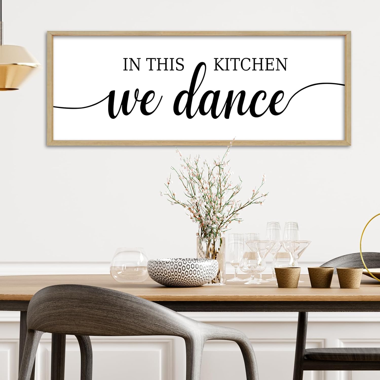 ywmzykjgs in this kitchen we dance sign 32"×12" kitchen wall decor large funny kitchen home wood framed dining room wall hanging art (wood) 32"l x 12"w in this kitchen we dance(wood)