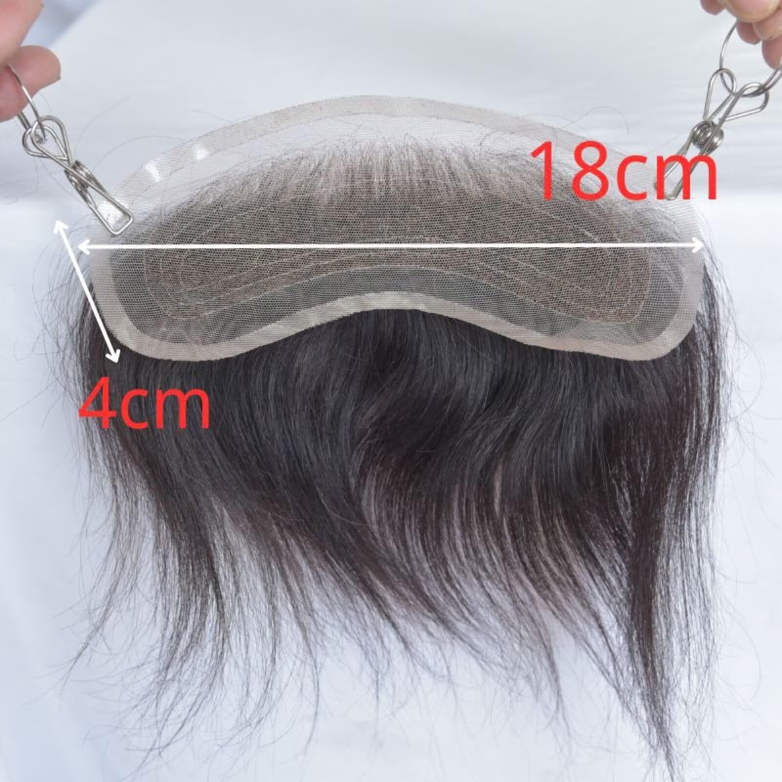 Parrucca per uomo con attaccatura dei capelli sulla fronte, HD, in pizzo invisibile, frontale in pizzo, in PU skin, toupet frontale per uomo, 18x4 cm - 2#