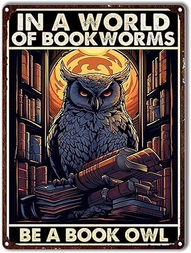 Miniatura 7 de Letreros divertidos de hojalata con texto en inglés "In a world full of bookworms be a book dog for Home Decor 8x12inch-Tin Sign