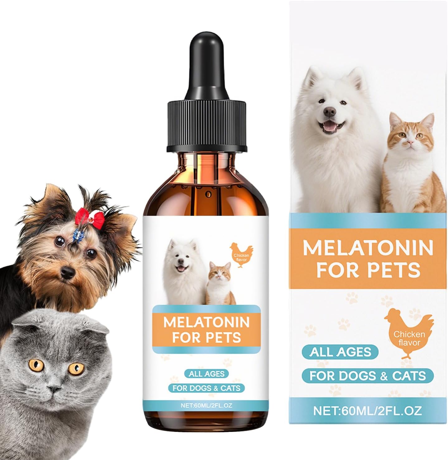 Calming Supplements for Dogs,60ml Dog Travel Sleep Aid Calming Drops – Pet Soothing Supplement for Health Care Kitten Sleeping Night Aggression Daily Indoor Home