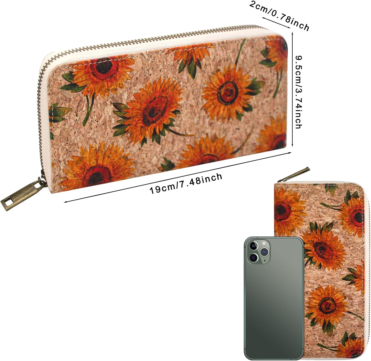 boshiho Vegan Cork Wallets Purse Handbags for Womens Eco Friendly Cork Cell Phone Clutch Bag (Pattern I)