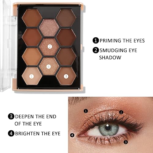 Miniatura 39 de Boobeen Paleta de sombra de ojos colorida, 16 colores, sombra de ojos mate y purpurina, paletas de sombras de ojos brillantes, mezclable, fácil