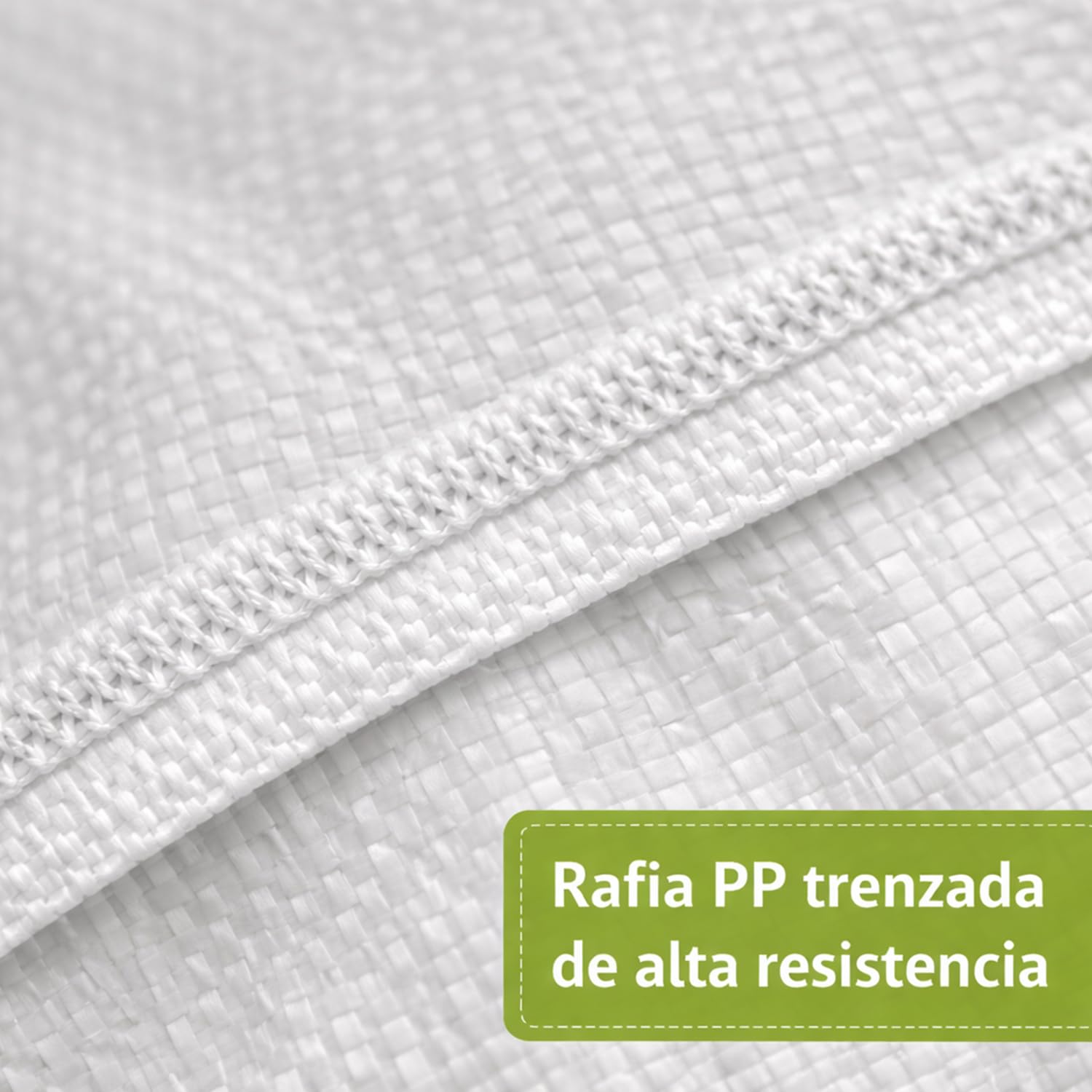 Sacchi per detriti 120 x 98 cm di Rafia PP bianco extra resistenti, 10 sacchi da costruzione grandi per giardino, lavori e rifiuti - alta capacità e durata - fascette di chiusura incluse