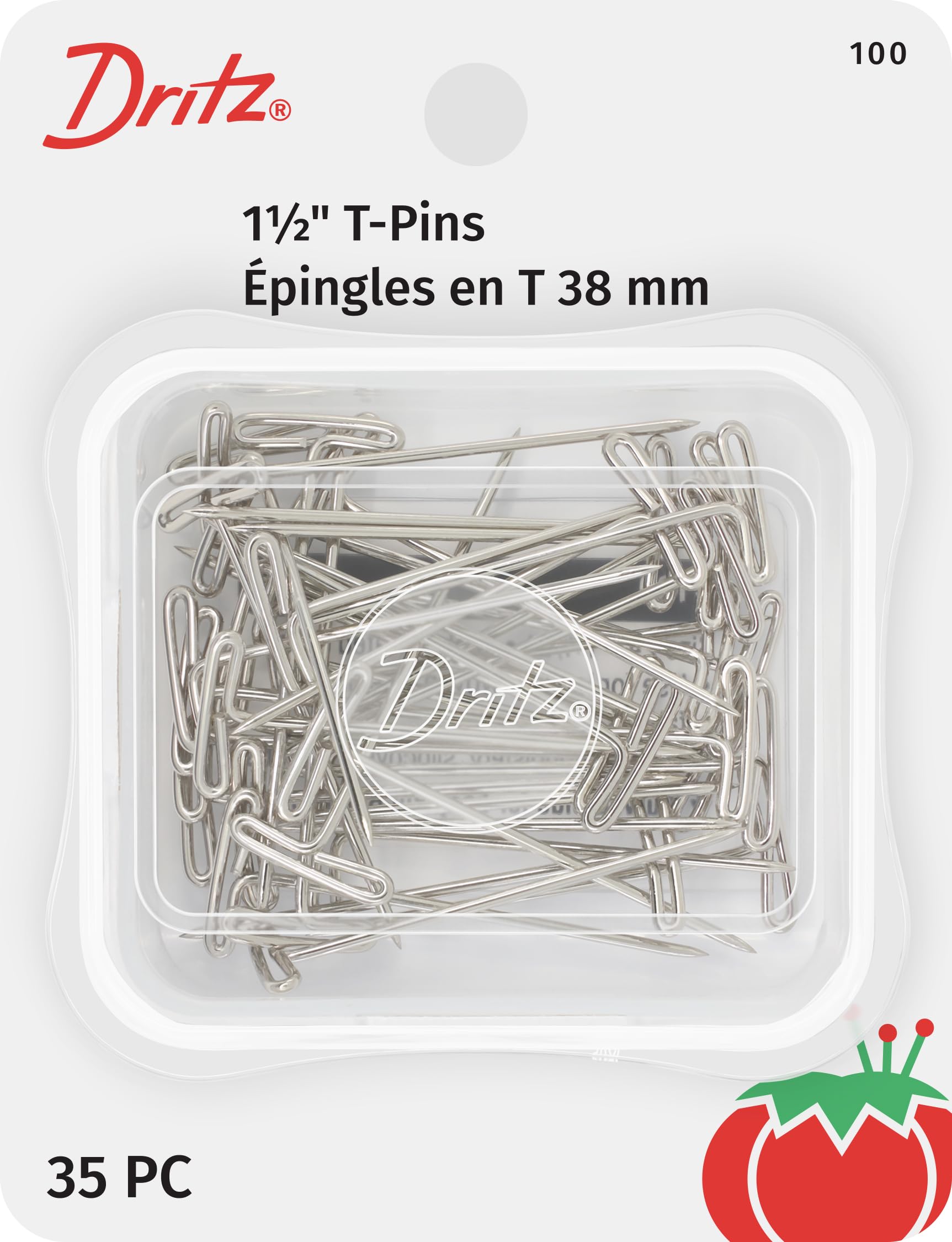 Dritz 100 T Pins, 1-1/2-Inch (35-Count), Nickel