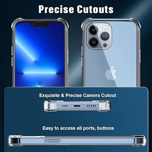 Miniatura 5 de Funda transparente 5 en 1 para iPhone 13 de 6.1 pulgadas, con 2 protectores de pantalla y 2 protectores de lente de cámara, película de vidrio