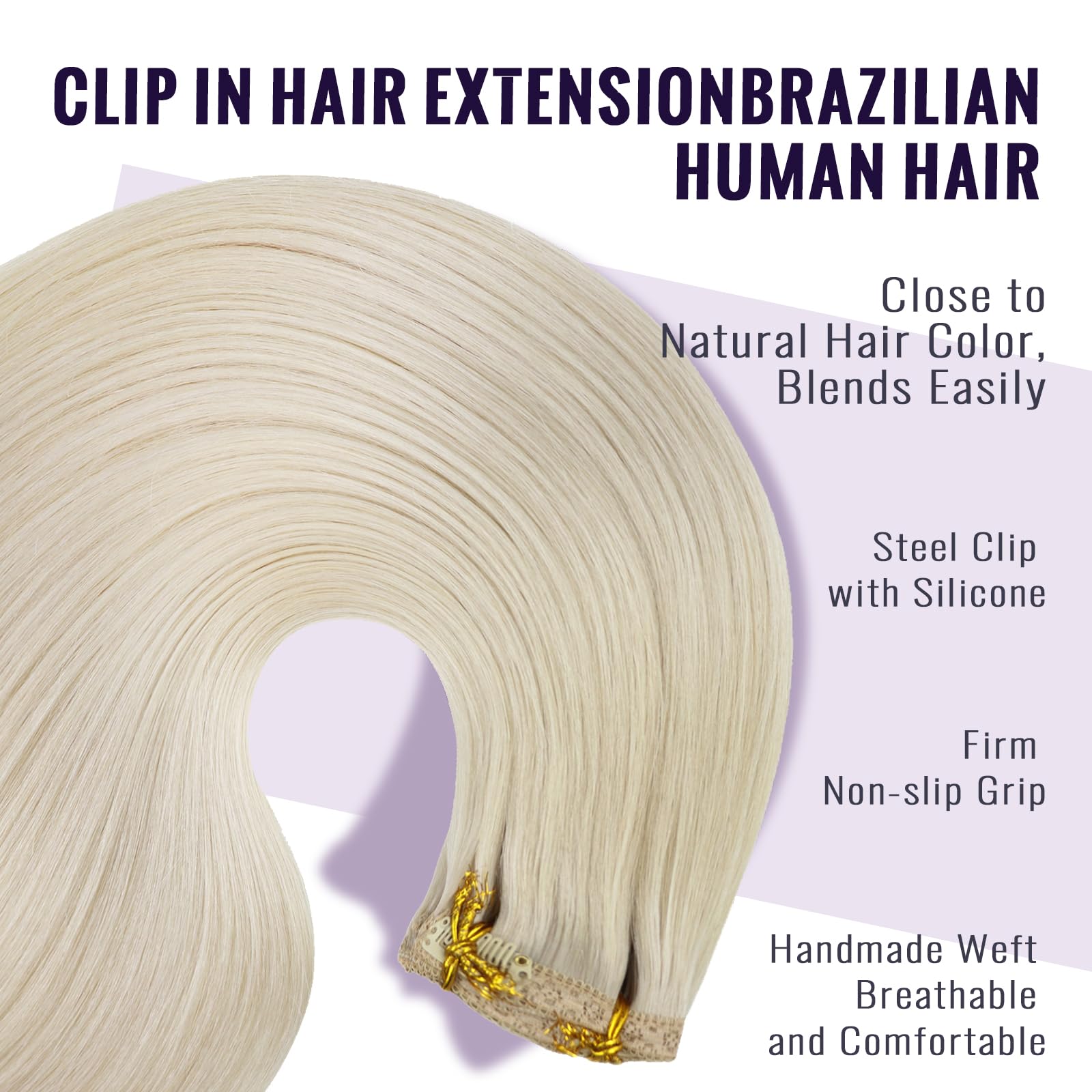 fshine Clip in Estensioni Capelli Umani 60cm 150 Gram Platino Biondo Capelli Dritti 7 Pz Estensione Dei Capelli Umani Estensione Dei Capelli Dritti Remy Clip Estensione Dei Capelli Umani