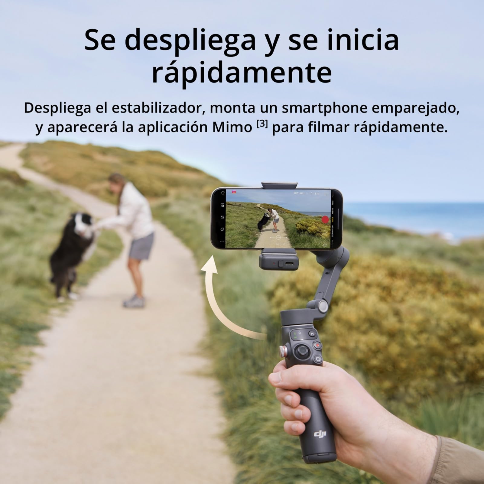 dji Osmo Mobile 7P Estabilizador para iPhone, Android, Seguimiento Nativo, Iluminación, Estabilizador para movil de 3 Ejes, Inicio rápido, Edición con un Toque, Brazo Extensible y trípode Integrados