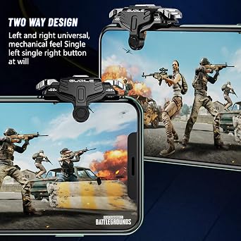 Newseego for PUBG Mobile Game Controller Trigger, Upgrade Version PUBG Mobile Game Trigger Double Sensitive Aim & Shoot Keys Buttons for Rules of Survival/PUBG Triggers for All Smartphone-Black