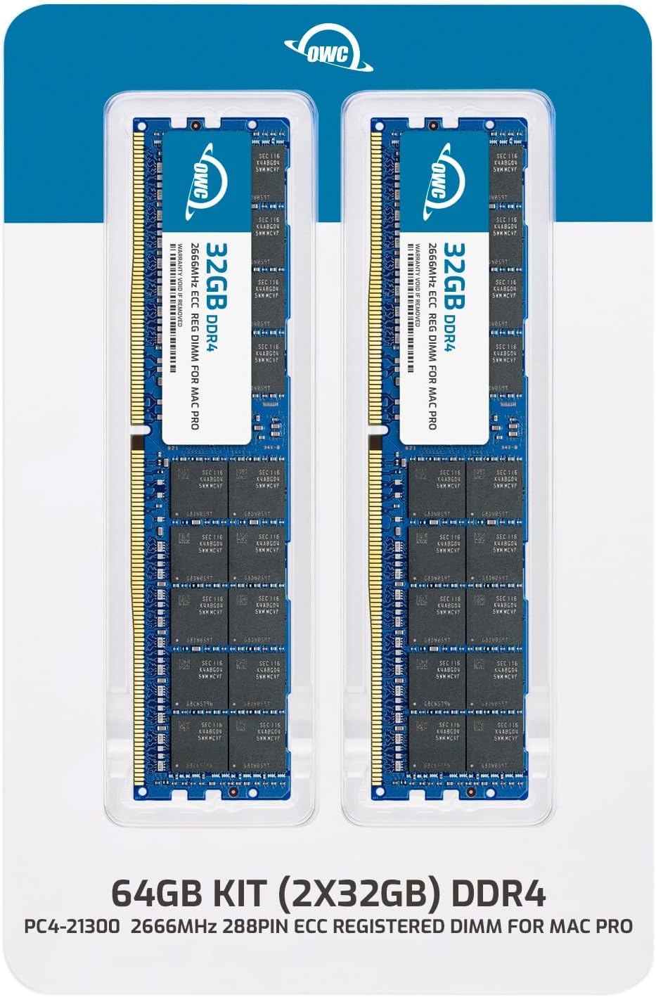 OWC 64GB (2 x 32GB) DDR4 ECC Registerd CL21 PC4-21300 2666MHz SDRAM Memory Ram Upgrade Module Compatible with 2019 Mac Pro 7,1 and 2017 iMac Pro 1,1 (OWC2666R3M64)